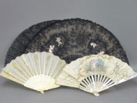 Lot 120 - A 19th century mother of pearl and silk hand painted fan
