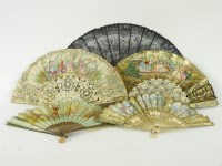 Lot 139 - Three 19th century carved and pierced bone fans