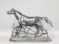 Lot 439 - A Russian cast iron figure of a horse by a branch fence