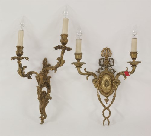 Lot 1182 - Two twin branch wall lights (2)