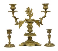 Lot 1308 - A gilt bronze twin branch candelabra