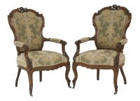 Lot 529 - A pair of mahogany open armchairs