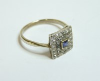 Lot 1 - An Art Deco sapphire and diamond square cluster ring