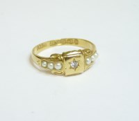 Lot 23 - A 15ct gold diamond and split pearl ring