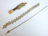 Lot 43 - A 9ct gold bark textured oval link bracelet