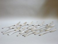 Lot 119 - A set of eight Victorian fiddle pattern table forks