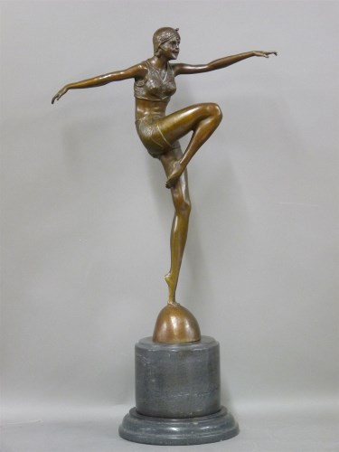 Lot 261 - A reproduction bronze figure of an Art Deco dancer