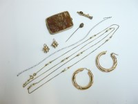 Lot 35 - A pair of 9ct gold hinged hoop earrings