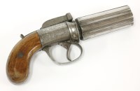 Lot 197 - A six shot pepperbox pistol