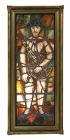 Lot 547 - A stained glass panel of a minstrel boy