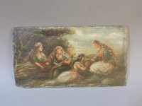 Lot 182 - 19th century School
EXOTICALLY DRESSED LADIES SEATED IN A LANDSCAPE
Oil on board
10 x 18cm