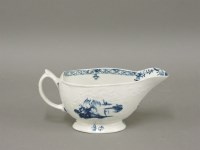 Lot 186 - A Lowestoft 'Hughes' type blue and white sauce boat