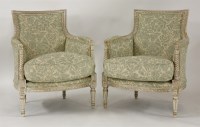 Lot 693 - A pair of modern Louis XV style carved armchairs