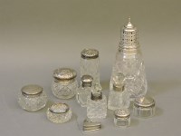 Lot 129 - Silver mounted glass jars