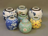 Lot 393 - Seven 19th century and later various Chinese ginger jars