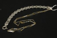 Lot 74 - A 9ct gold two colour bar link chain and bracelet