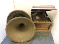 Lot 316 - A Columbia oak cased table gramophone