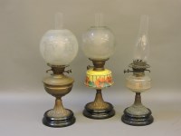 Lot 364 - Three early 20th century oil lamps