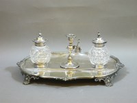Lot 233 - A 19th century silver plated desk standish