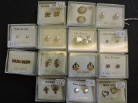 Lot 81 - Fourteen pairs of 9ct gold earrings