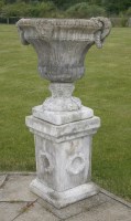 Lot 1669 - (WH) A reconstituted stone two handled urn