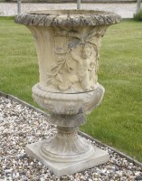 Lot 1673 - (WH) A pair of large garden urns