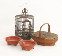 Lot 1181 - (WH) A Chinese carved wooden birdcage