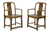 Lot 364 - A pair of hardwood Armchairs