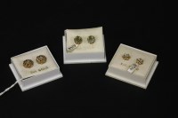 Lot 14 - Two pairs of 9ct gold diamond cluster earrings