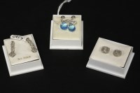 Lot 18 - Three pairs of 9ct white gold diamond set earrings