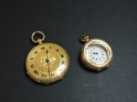 Lot 73 - A key wound gold fob watch