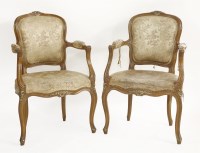 Lot 1646 - A pair of French style fauteuil armchairs