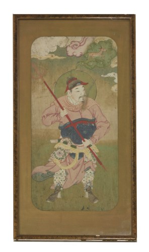 Lot 340 - A gouache Painting of a Temple Guardian