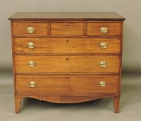 Lot 595 - A George III mahogany chest of three short and three long drawers