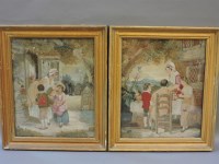 Lot 490 - A pair of Victorian gilt framed needlework panels