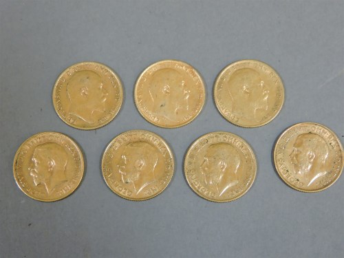 Lot 75 - Seven gold half sovereigns