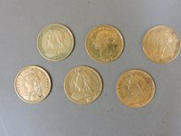 Lot 76 - Six Victorian gold half sovereigns