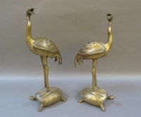 Lot 248 - A pair of heavy 19th century brass Japanese cranes