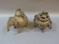 Lot 254 - A 19th brass Chinese elephant figure incense burner