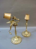 Lot 389 - Two early 20th century brass table lamps