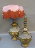 Lot 445 - Two similar Asian brass table lamps