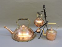 Lot 377 - Three copper kettles