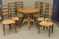 Lot 653 - A set of six ladderback chairs