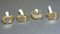 Lot 21 - Four 9ct gold diamond set signet rings
