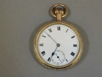 Lot 89 - A George V 9ct gold cased open face pocket watch