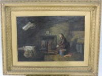 Lot 515 - English School
GIRL IN A COTTAGE INTERIOR
Oil on canvas