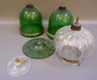 Lot 354 - A pair of Indian glass hanging lamps