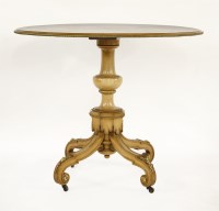 Lot 532 - A birchwood inlaid and gilt-mounted oval centre table