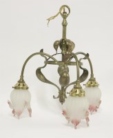 Lot 499 - An Art Nouveau brass ceiling light