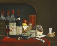 Lot 389 - Peter Kotka (b.1951)
A STILL LIFE OF BOTTLES AND A GLASS OF WINE